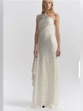A.L.C.Gia Lace Gown
 One-Shoulder Ivory Lace Evening Gown 2
